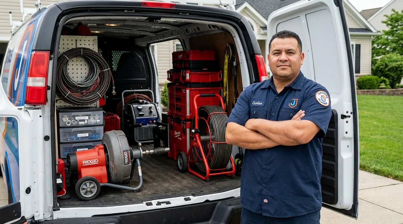 Professional drain cleaning equipment and Johns Plumbing LLC plumber in Cimarron